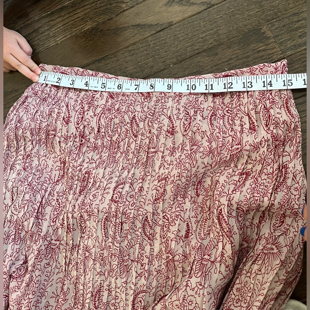 Soft Surroundings Maxi Skirt M Burgundy Boho Pintuck Pleats Waist sequins cottag - Picture 8 of 8